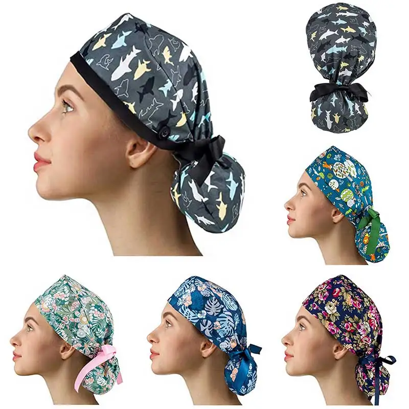 Cartoon Animals Plant Embroidery Nurse Hats for Women Gorros Quirurgic Salon Pharmacy Caps For Men Lab Pet Doctor Surgicals Cap black skully beanie