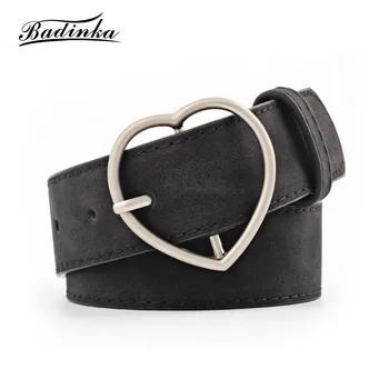 

Badinka 2020 New Woman White Black Red Wide Suede Faux Leather Wast Belt Heart Shape Pin Buckle Designer Belts for Women Dress