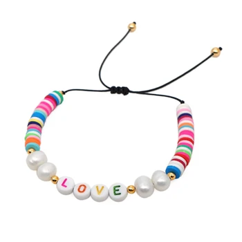 

GO2BOHO Heishi Custom Bracelets For Women Pearl Disc African Beads Name Bracelet DIY Letter Pulsera Patchwork Handmade Jewelry
