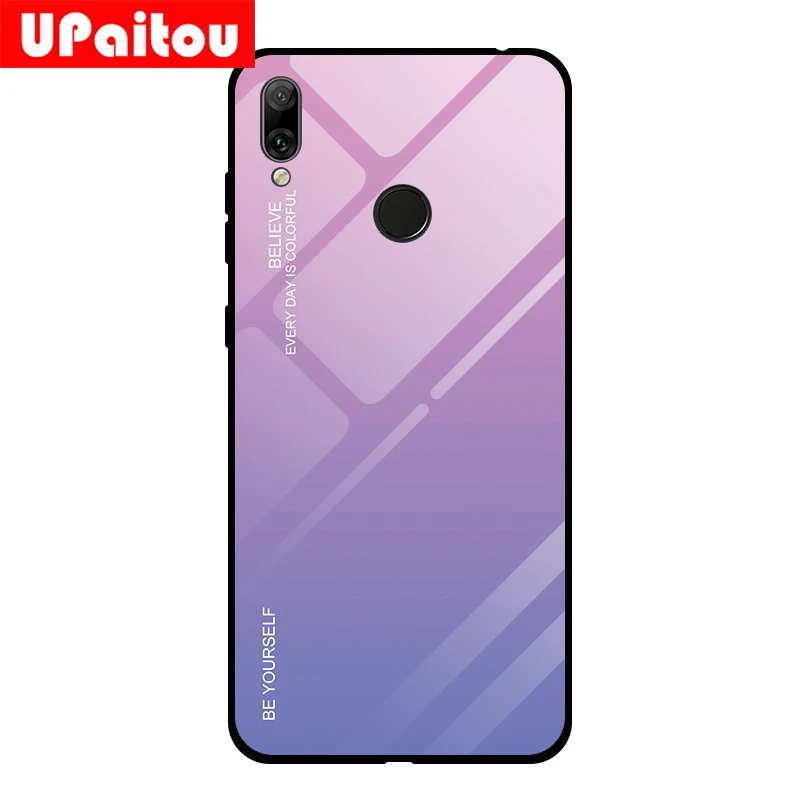 UPaitou чехол с полным стеклом для huawei Y9 Y7 Y6 Y5 Prime Pro 2019 2018 роскошный градиентный из