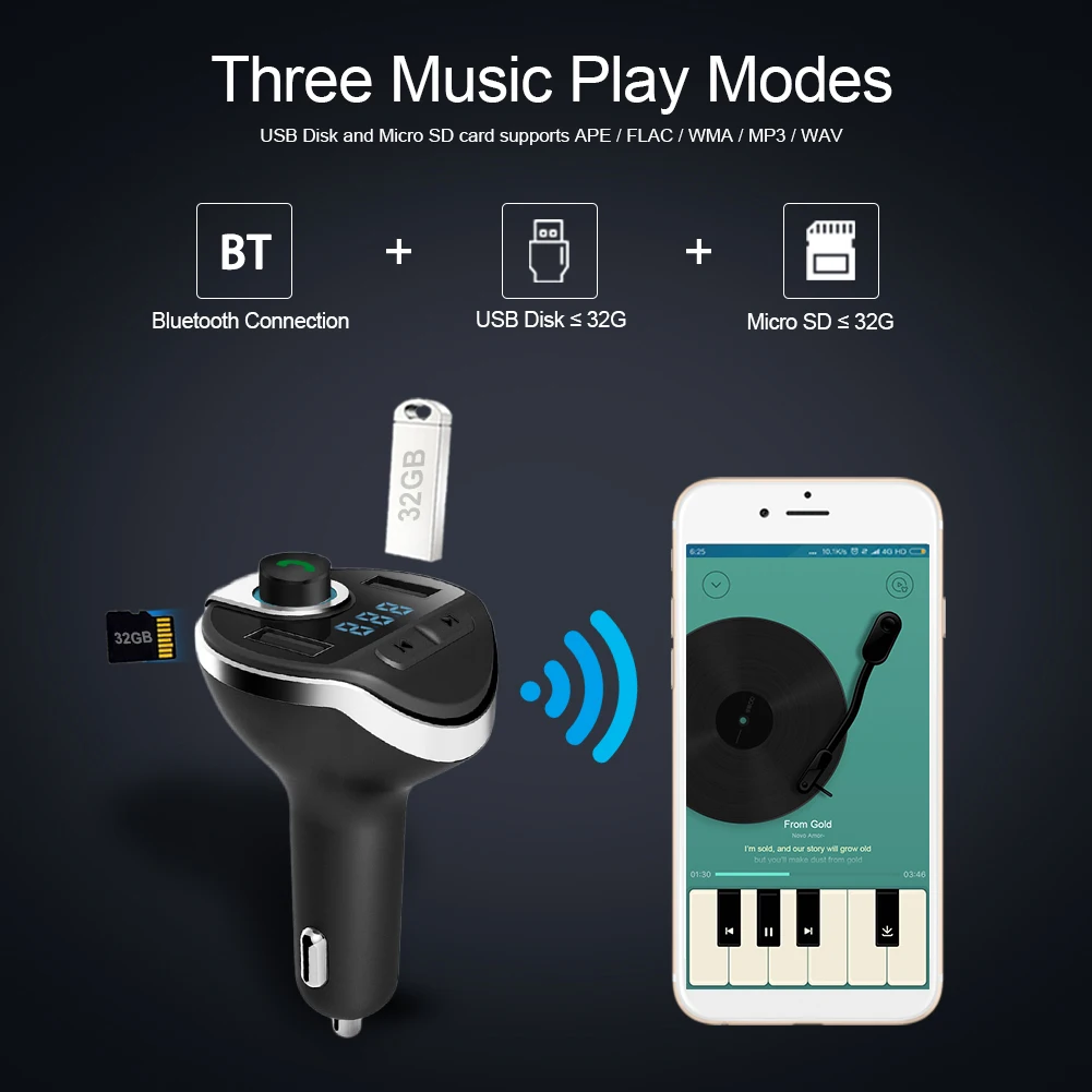 Беспроводной автомобильный Bluetooth MP3 Playe fm-передатчик Hands-free автомобильный комплект аудио 3.1A двойной usb порт быстрое зарядное устройство MP3 радио адаптер