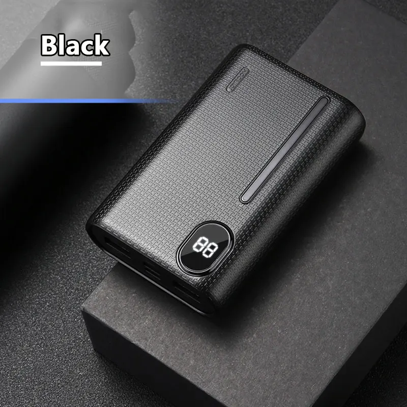 Black 10000mAh TUOSHIKE 20000 мАч power Bank Быстрая зарядка для Iphone 8P XS MAX PD QC3.0 светодиодный дисплей Внешняя батарея зарядное устройство для Xiaomi samsung - Цвет: Black 10000mAh
