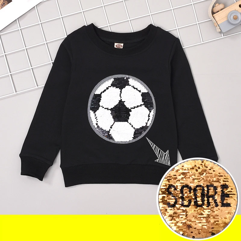 Football sweater Детская одежда для девочек; осенние свитшоты; подростковые футболки с подсолнухами и блестками; спортивные топы с длинными рукавами; одежда для детей; Новинка года; сезон весна - Color: Football sweater