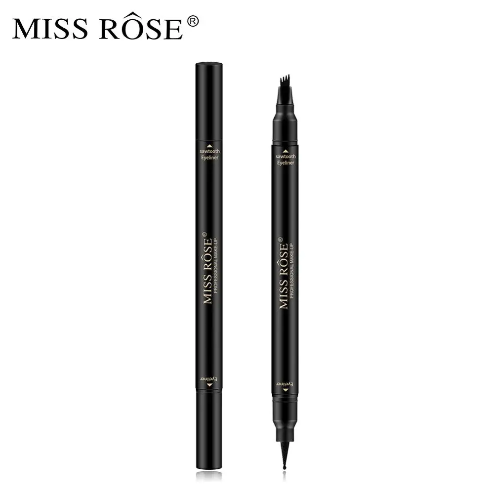 Бровей Карандаш-подводка для глаз miss rose двойной головкой жидкое косметическое средство Комплект платиновым покрытием и натуральным чёрным Водонепроницаемый Прочный портативный многофункциональный