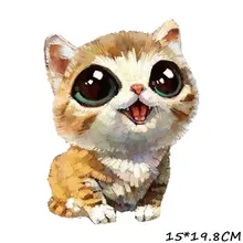 Милый Кот мультфильм шаблон теплопередачи печати железа на заплатках для одежды Diy дизайн