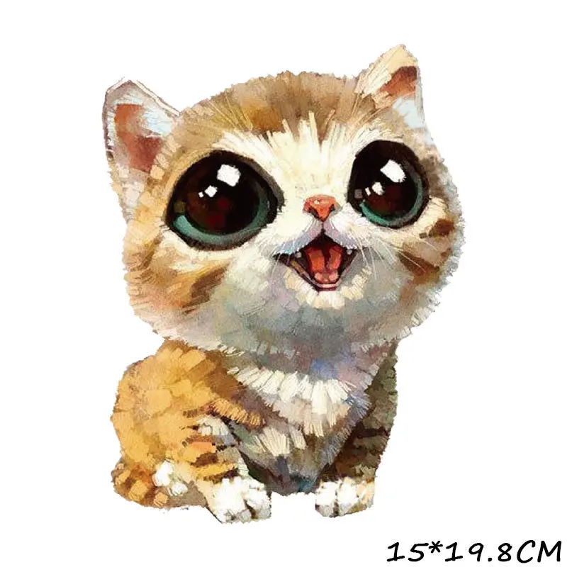 Милый кот с мультяшным рисунком термопечать утюжок на нашивках для одежды сделай