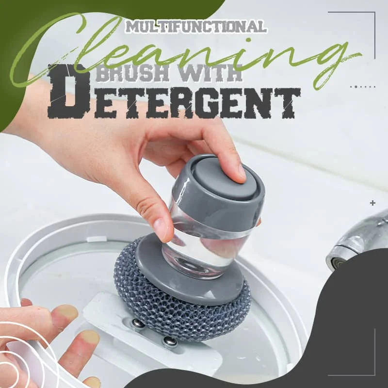 Kitchen Soap Dispensing Palm Brush Built-in Liquid Storage Tank