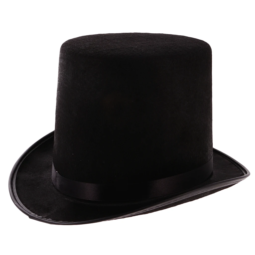 Magician Magic Trick Performing Prop Black Jazz Hat+Change Color Silk Scarf Close up High Top Hat Topper Derby Cylinder Hat