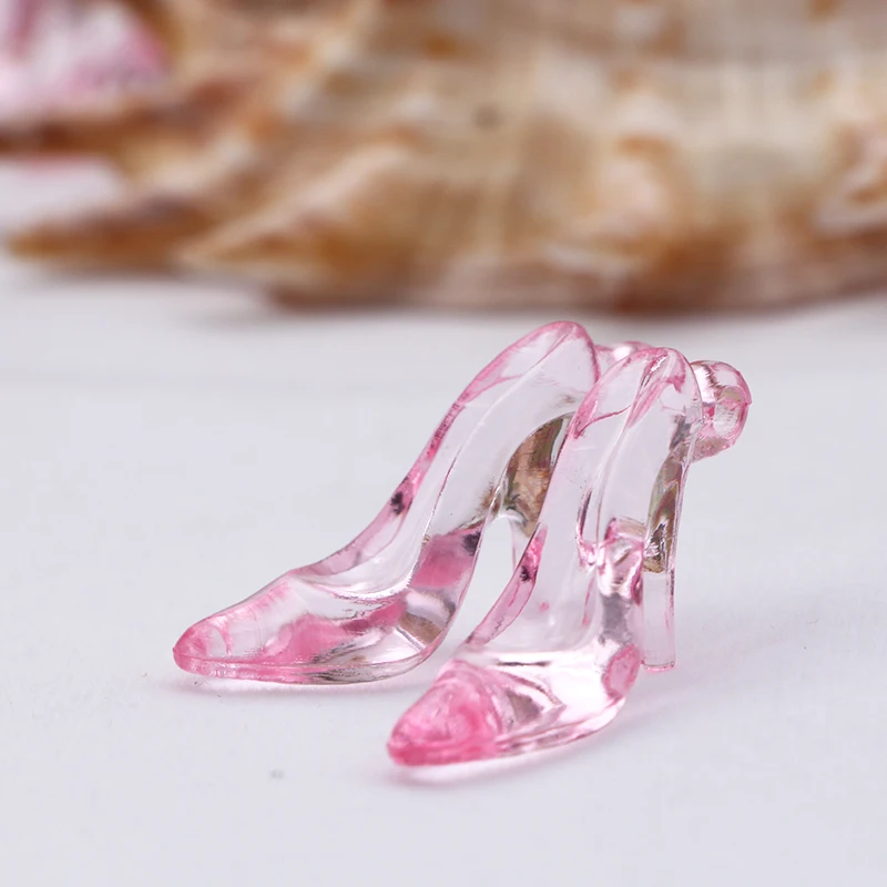 24pcs Plastic Mini Glass Slipper 3D High Heel Shoe Shape Party DIY Decorations Cake Decoratiing Tools DIY  Pink Clear Hot. 