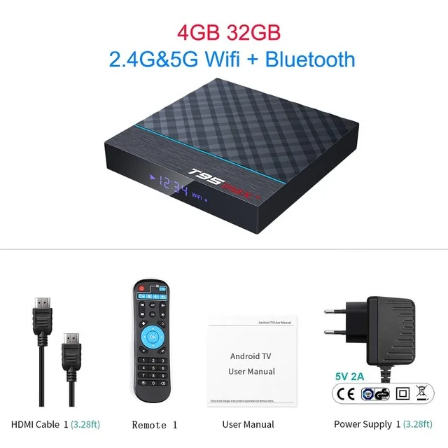 T95 MAX Plus+ Smart Android 9,0 ТВ приставка Amlogic S905X3 4G ram Wifi приставка поддержка Youtube HD видео медиаплеер VS H96 Max - Цвет: 4G 32G