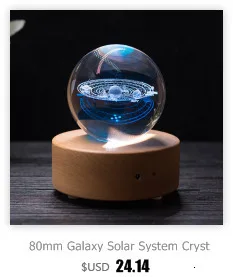 80 мм Galaxy солнечная система хрустальный шар с деревянной Bluetooth музыкальной коробкой Луна Лось Хрустальная Сфера Рождественский подарок декоративные аксессуары