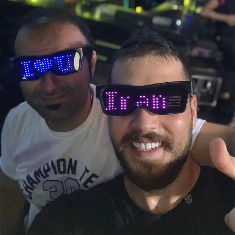 

Newest APP Bluetooth Control Oversized LED Sunglasses Men Women Crazy Bar party Goggles Rechargeable customizable pattern