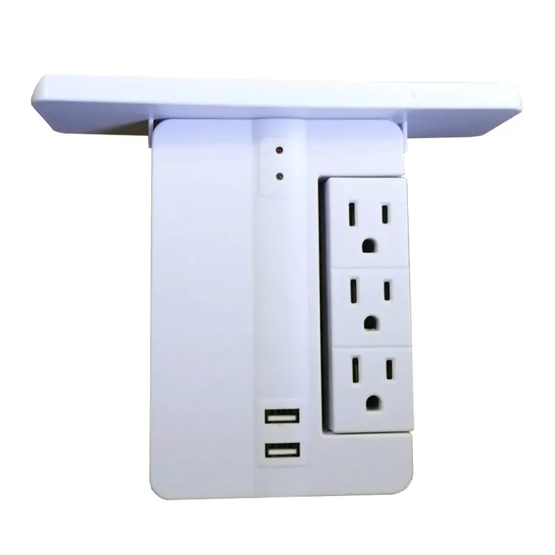 

8 Port Wall Outlet Electrical 6 Outlet Extenders 2 USB Charging Ports with Shelf S7 #5