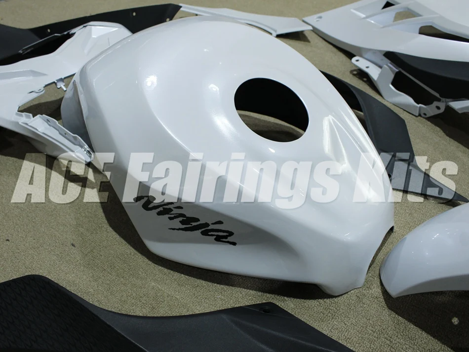 ABS полный обтекатель комплект для Kawasaki Ninja300 EX300 300R 2013 13 14 15 16 17 Обтекатели+ крышка бака Белый Топ