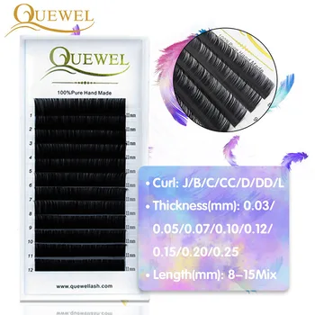 

Quewel Individual Maquiagem Eye Lash Extensions Lash Eyelash Extension 12 Lines/Tray Silk Cilios Soft Curl Russian Volume Lashes