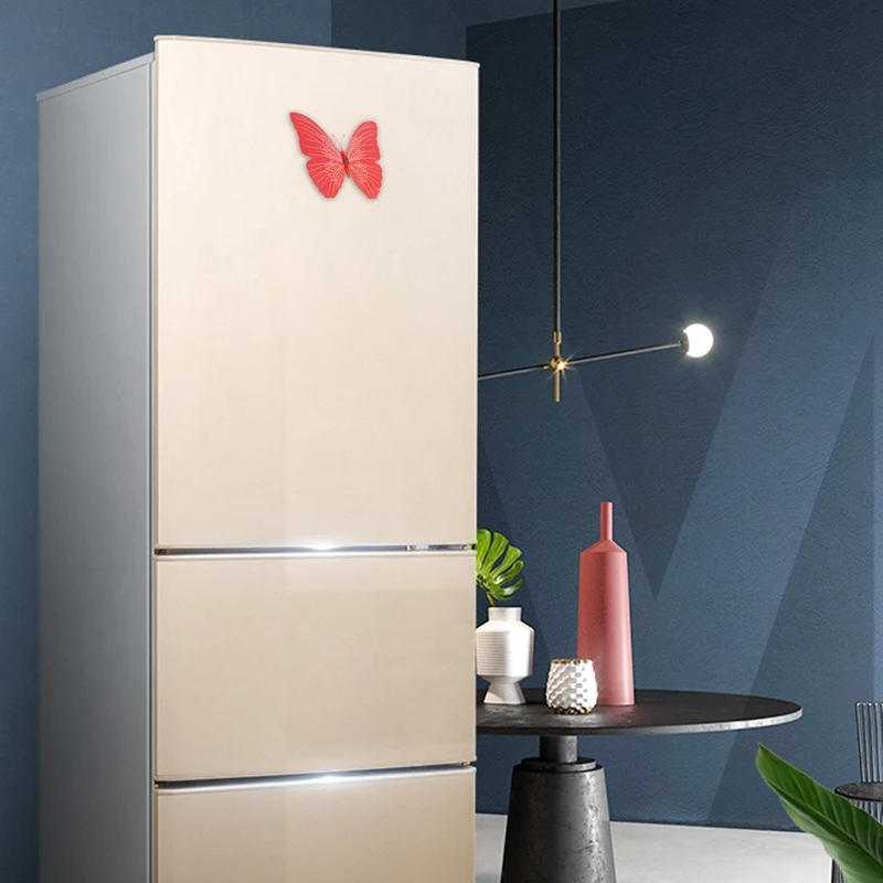 HOT-12x 3D Butterfly Room Wall Decor Wall Sticker Refrigerator Magnet Decor Wall Sticker(Red