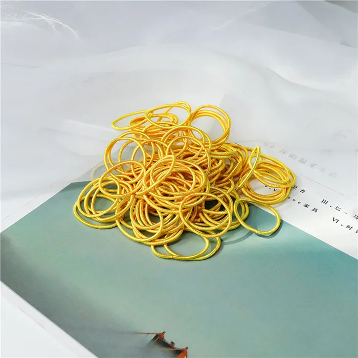 Lemon Новинка 100 шт./лот, нейлоновые резинки ярких цветов 2 см для девочек, безопасные эластичные резинки для волос для детей, держатель для конского хвоста, Детские аксессуары для волос - Цвет: Lemon