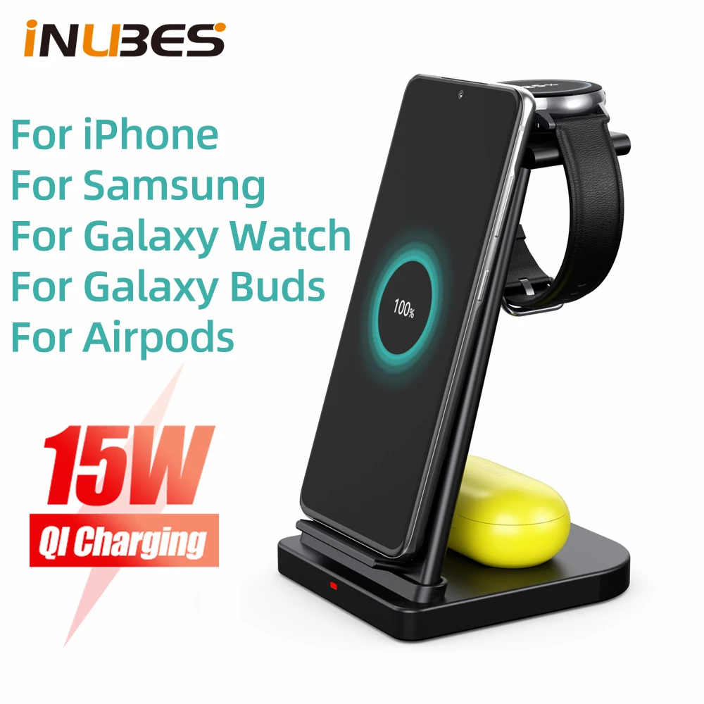 Cargador inalámbrico rápido 15W para iPhone, Samsung, Galaxy Buds, de carga inalámbrica para Watch 4 Gear S3 S4|Cargadores inalámbricos| - AliExpress