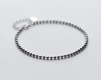 

SMALL VERY BEADS 2MM 100% Authentic Real. 925 Sterling Silver Fine Jewelry LUCKY Polished round beads chain Bracelet GTLS738