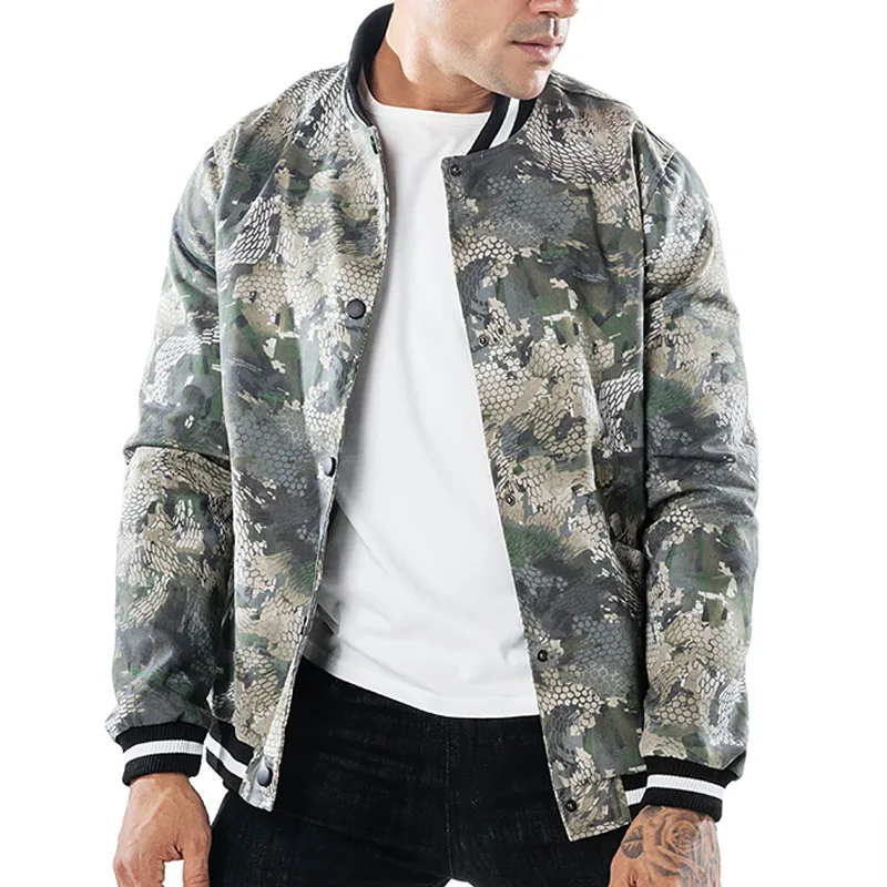 

Europe And America Men's Autumn And Winter Camouflage Snakeskin Screw Type Stand Collar Printed Fashion Design Men's Stand Colla