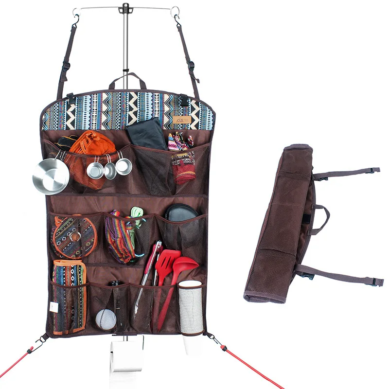 

Outdoor Multi-function Storage Bag Portable Tent Picnic Bags Wall Storage Hanging Bag Rear Storage Mesh Bag For Hiking Camping