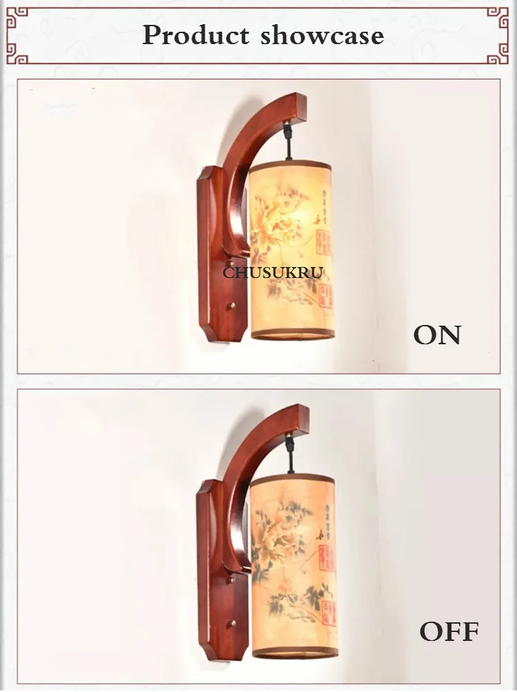 Sala de Estar Lâmpada de Parede Única-cabeça de Madeira Iluminação da Escada Estilo Chinês Maciça Antigo Cabeceira Lâmpadas Led 4 Luzes e Iluminação