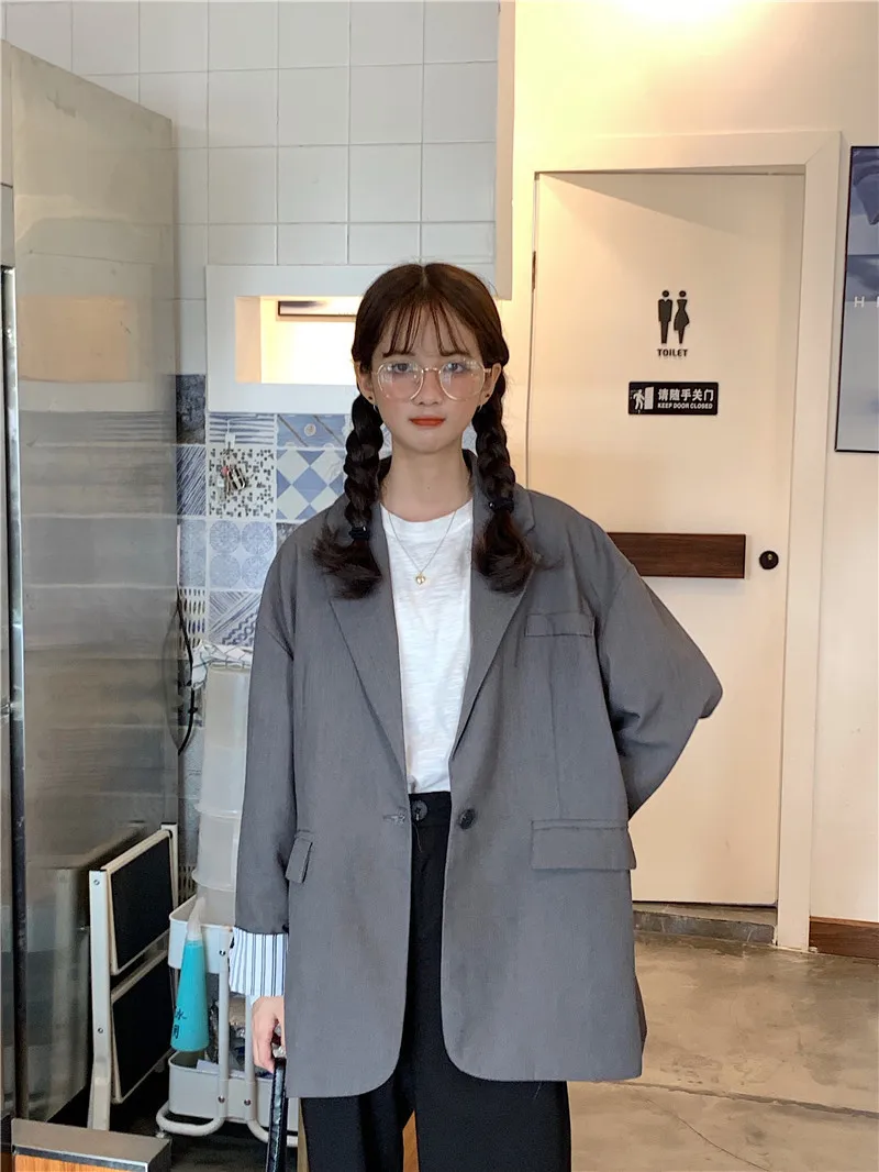 Autumn New Style Korean-style Loose-Fit Slimming Long Sleeve Casual Online Celebrity Suit Graceful Coat Women's Vintage Hon