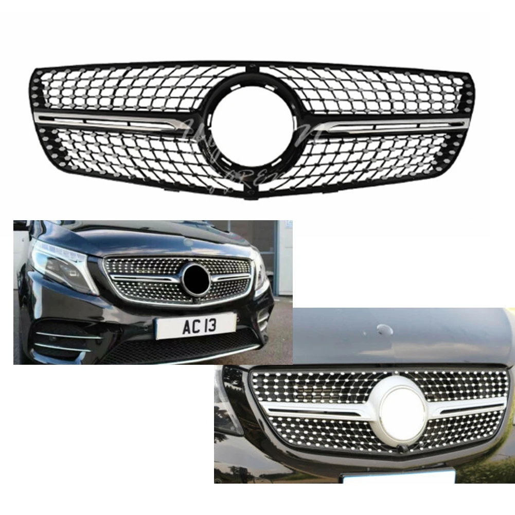 for V Class W447 Diamond Grille For Mercedes Benz V260 V250 AMG Front Grill