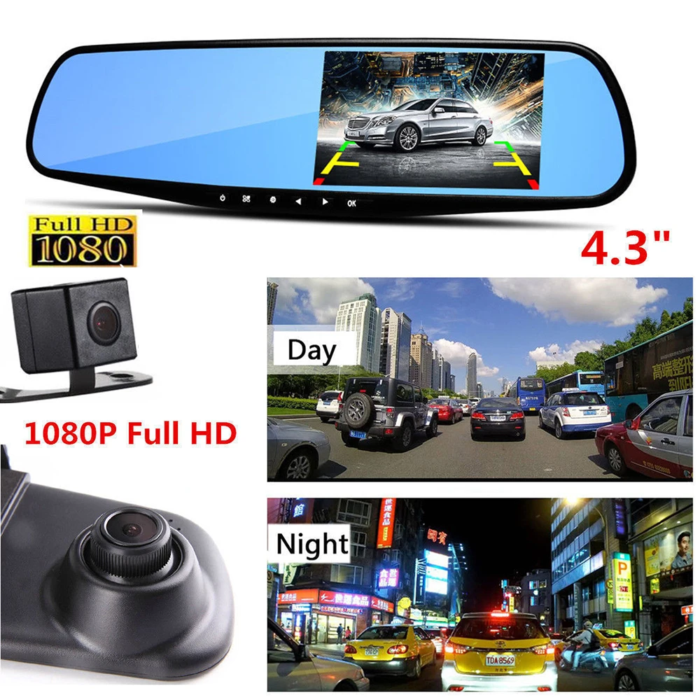 1080P HD Автомобильный видеорегистратор камера зеркало заднего вида цифровой видеорегистратор авто видеокамера Dash Cam FHD 1080P двойной Лен регистратор автомобильные запчасти