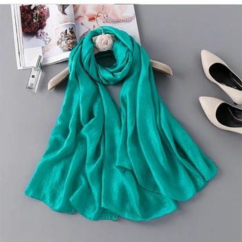 

New Spring Dutch linen solid color Silk Scarf Women Wraps Shawls and Scarves 190*100cm Hijabs Solider Colors Beach Cover up