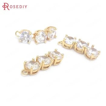 

(37723)6PCS 6x21MM 24K Gold Color Brass and Zircon Long Zircon Tassel Charms Pendants Jewelry Making Supplies Diy Accessories