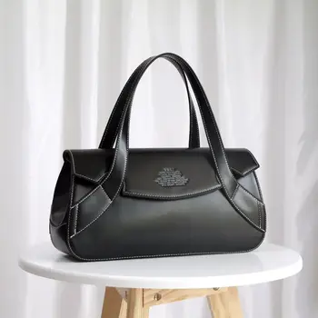 

Leather Women Bag\Handbags Brand Simple Female Tote Bag Elegent Fashion Retro Shoulder Bag Black Top-Handle Bags-High Quality