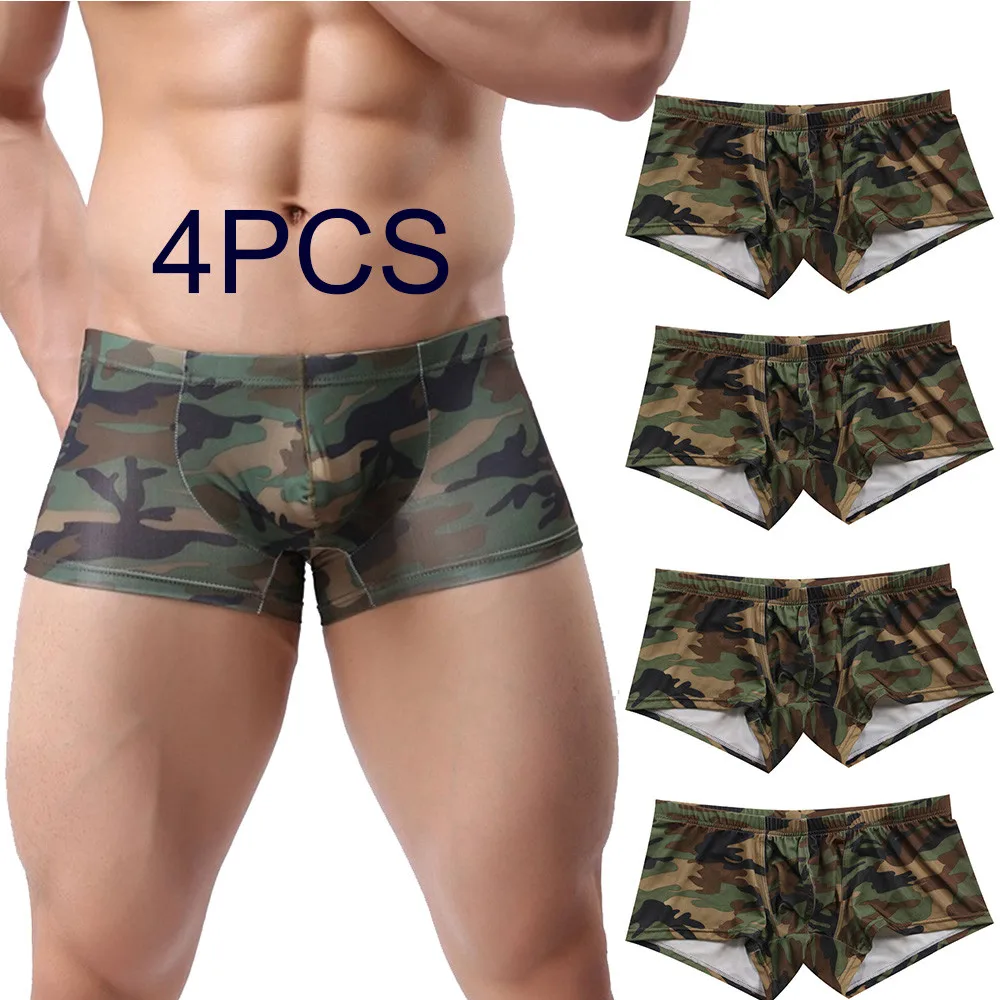 4 шт. мужское сексуальное нижнее белье боксеры камуфляжные трусы шорты