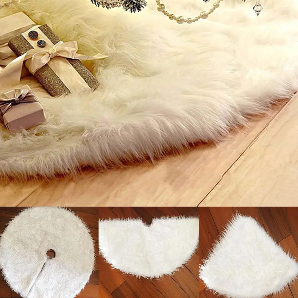 90cm Plush Christmas Tree Skirt Carpet Floor Mat Cushion Home Party