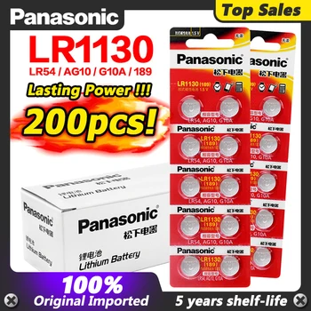

200pcs/lot 100% Original Panasonic 1.5V Cell Battery AG10 389 LR54 SR54 SR1130W 189 LR1130 AG10 LR1130 Alkaline Button Coin