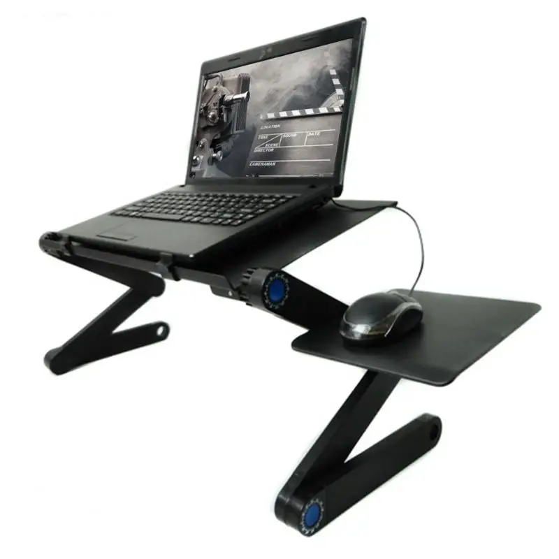 360° Adjustable Foldable Laptop Desk Table Stand Holder w/ Cooling Dual Fan US 