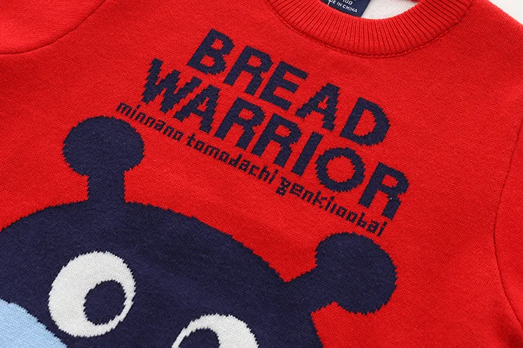 Autumn And Winter New Style Childrenswear BOY'S Bread Warriors Double Layer Jacquard Sweater Children Pure Cotton Pullover