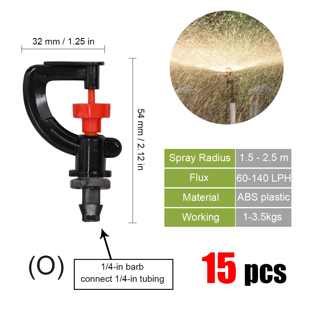 best Watering & Irrigation Kits MUCIAKIE 20 Types of Rotating Spinklers Drip Irrigation Mini Rotation Nozzle Spray w/ 1/4'' Barb Connector Mini Rotary Sprayer drip irrigation kit price Watering & Irrigation Kits