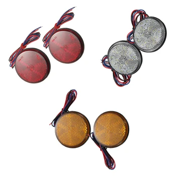 

2PC LED Round Reflector Tail Brake Stop Marker Light Indicator Truck Trailer