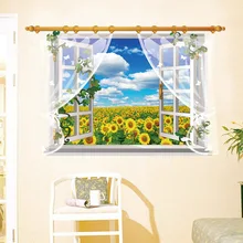 3D Творческий поддельные оконные Декорации Наклейки Спальня диван Гостиная Фоновые украшения настенные наклейки SK9020A