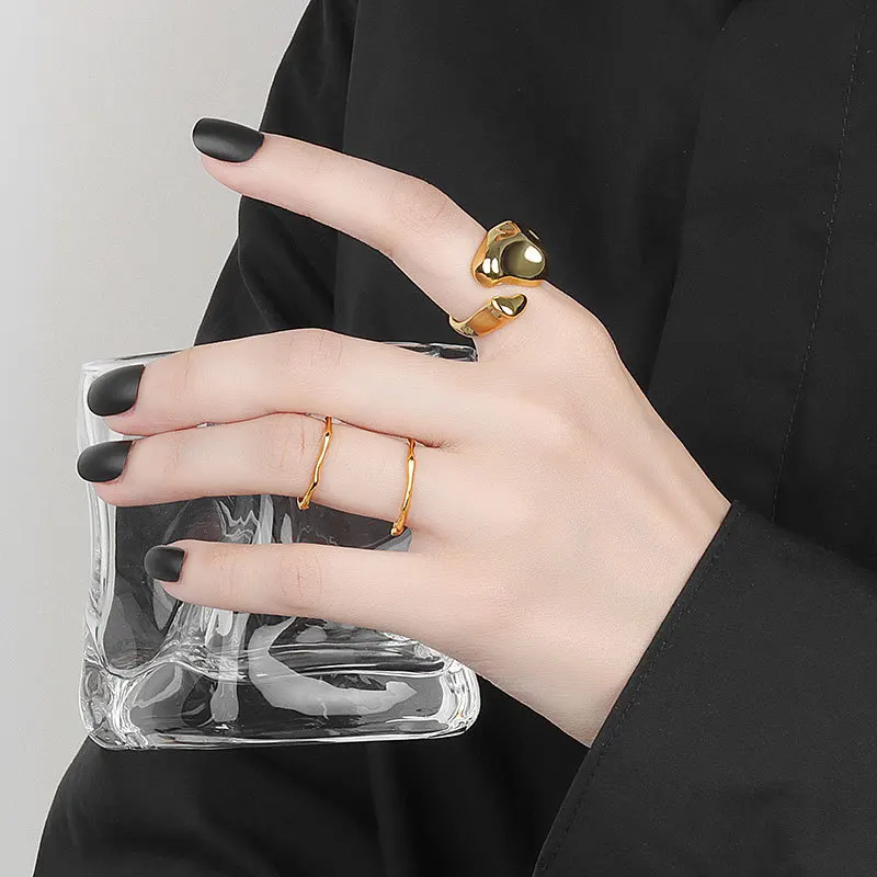 Silver Irregular Width Open Ring Female Jewelry, silver ring,opening ring,finger ring