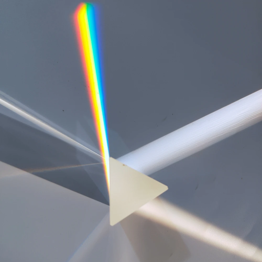 30x30x60mm Triangular Prism BK7 Optical Prisms Glass Physics Teaching Refracted Light Spectrum Rainbow Children Students Present