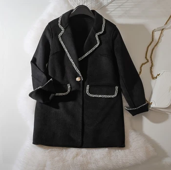 

Cthink Winter Black Regular Warm Wool Coat Women Fashion Slim Blazer Style Woolen Coats Good Quality Korean 2019 Women's Coat
