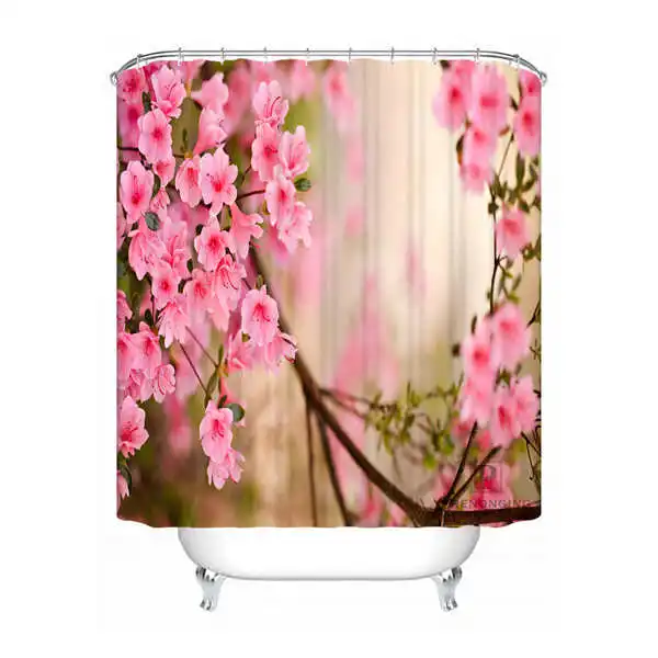 Shower Curtain Пользовательские водонепроницаемые занавески для душа ПРИРОДА красивых розовых пейзажей Печатных Декор ванной комнаты различных размеров#180324-01-07 - Цвет: Shower Curtain