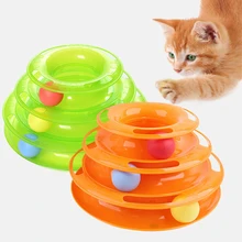 Трехуровневая игрушка для питомца кошки башня треки диск Кот интеллект аттракцион тройной диск игрушки для кошек мяч тренировка развлечение тарелка