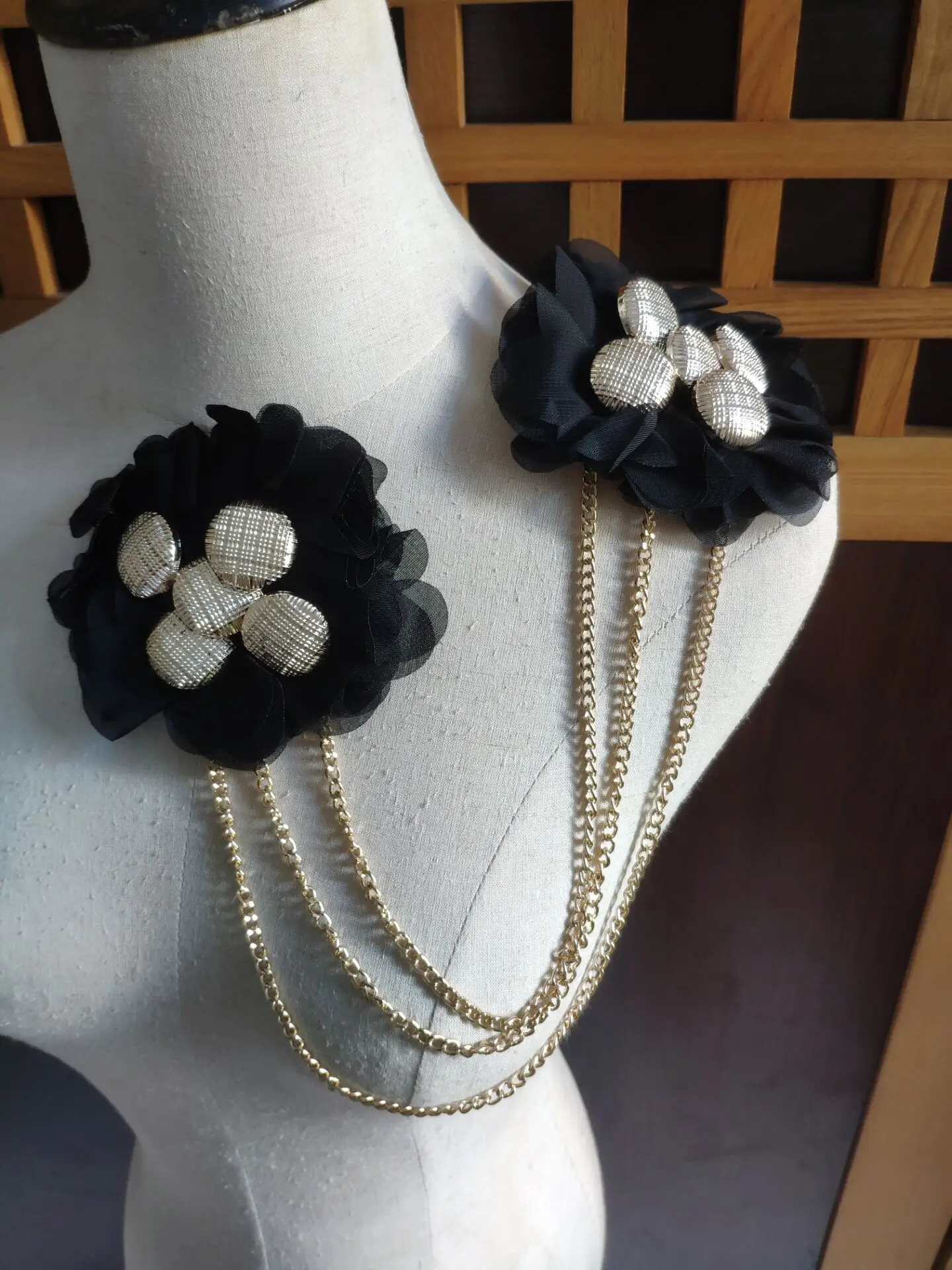 Зеленый/brownHandmade модные бисерные кисточкой цепи плеча доска значки бисерная ткань Epaulette - Цвет: 4