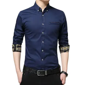 

Mens Dress Shirts Cotton Business Casual Men's Formal Shirts Stay Long sleeve Blouse Men clothing Slim fit White Black Red Blue