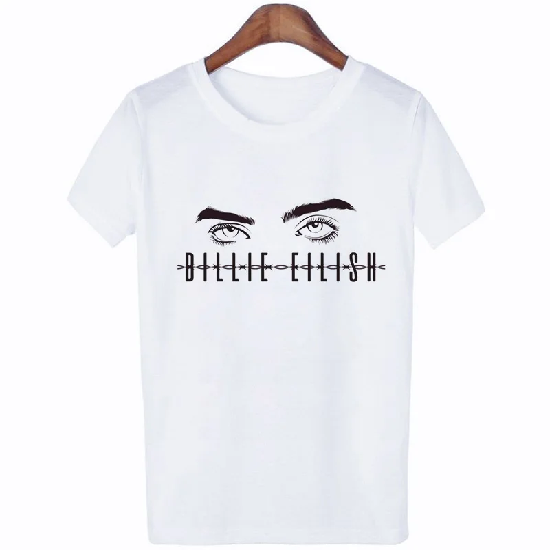 Уличная футболка в стиле хип-хоп Billie Eilish, женская футболка в стиле Харадзюку, повседневная мужская футболка с круглым вырезом и короткими рукавами, крутая графическая футболка в стиле хипстер