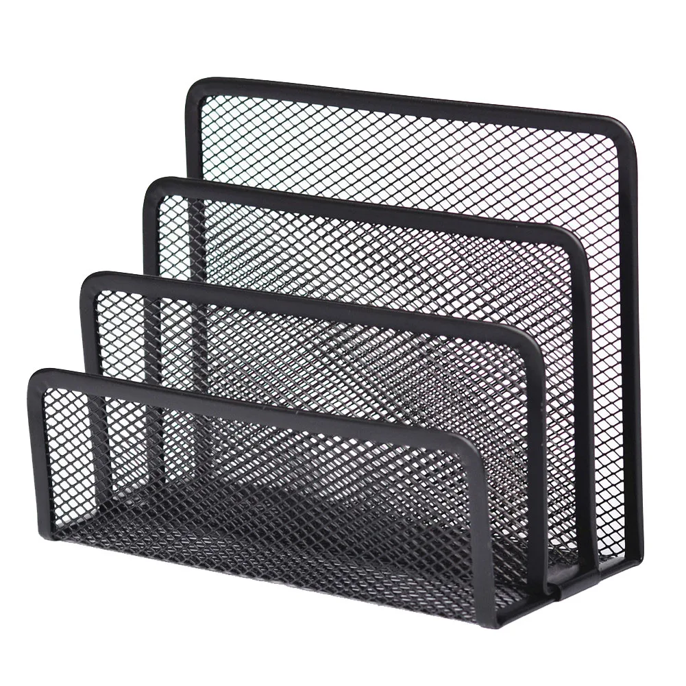 

Organizer Rack File Organizer Tray Metal Mesh School Three Layer Storage Office Desktop Letter Holder Bookshelf Supplies