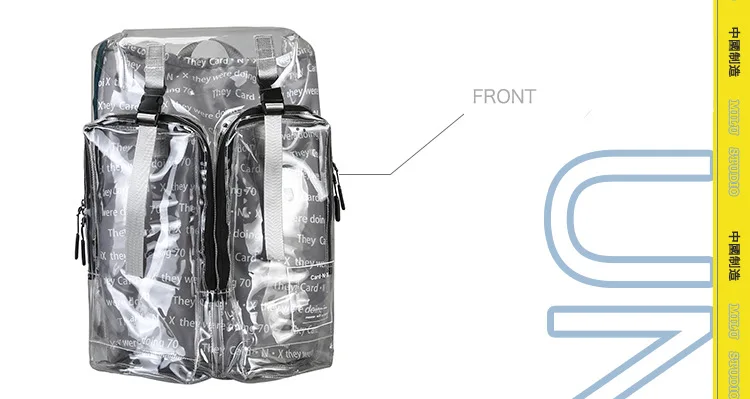 Large Clear Transparent Backpacks Fashion 3M Reflective PVC Bag Student Hip-hop Style Back To School Bags Men Travel Backpack